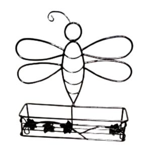 Black Metal Bee Decor Rack Candle Holder 9.5 x 9.5 x 3